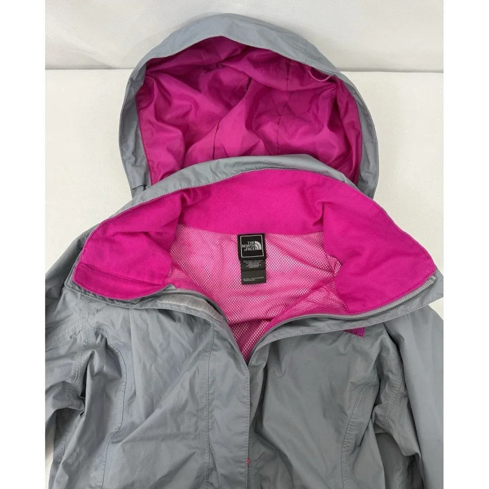 The North Face HyVent Windbreaker‎ Rain Jacket Woman's S Hooded Shell Gray/Pink